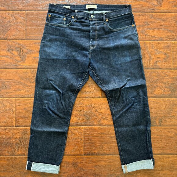 GAP 1969 Kaihara Japanese Selvedge Denim Pants -  36 x 30 Slim Fit - Raw Indigo - Picture 1 of 8